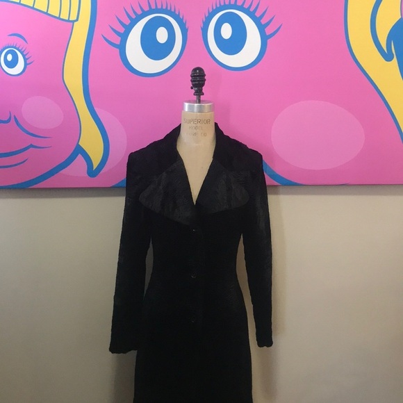 Bebe Black Silk Velvet Vintage Evening Coat